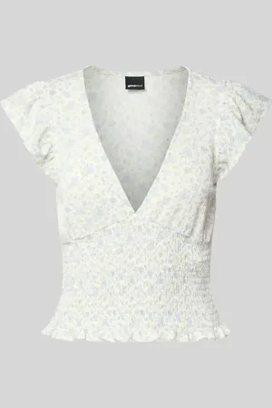 Gina Tricot Top bluzkowy o kroju slim fit z marszczonymi detalami