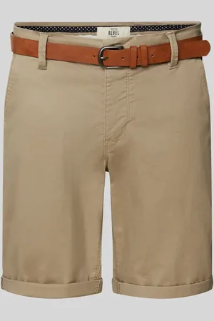 Redefined Rebel Szorty chinosy o kroju regular fit z paskiem model ‘MIKE’
