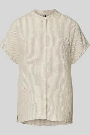 Tommy Hilfiger Bluzka lniana o kroju relaxed fit z krótkim rękawem