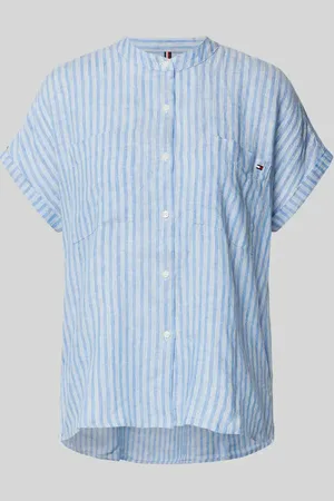 Tommy Hilfiger Bluzka lniana o kroju relaxed fit z krótkim rękawem