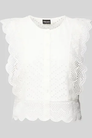 Pieces® Top bluzkowy z koronką szydełkową model ‘KARISMA’