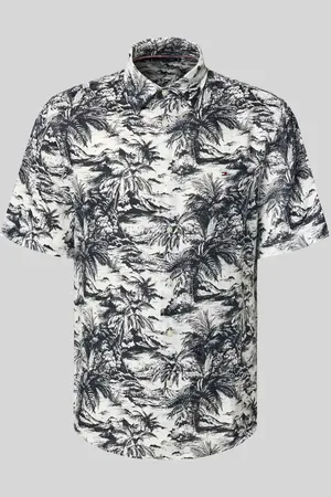 Tommy Hilfiger Koszula lniana o kroju regular fit z tropikalnym nadrukiem