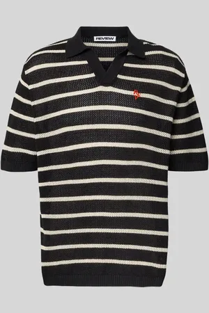 Review Bluzka z dzianiny z kołnierzykiem polo i wyhaftowanym logo