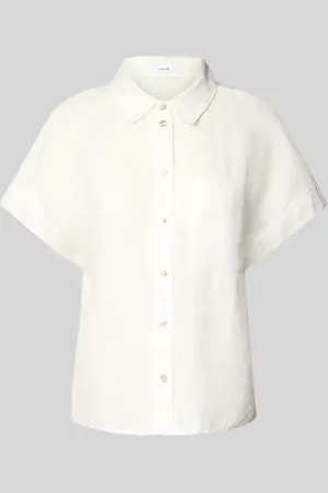 Opus Bluzka lniana o kroju slim fit z rękawem o dł. 1/2 model ‘Felisa’