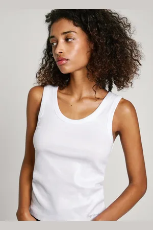 Pepe Jeans T-shirt w prążki bez rękawów