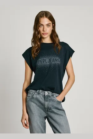 Pepe Jeans T-shirt strass boxy fit z logo