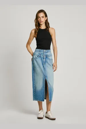 Pepe Jeans Spódnica jeansowa midi slim fit