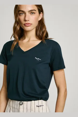 Pepe Jeans T-shirt z nadrukiem logo z dekoltem v