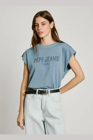 Pepe Jeans T-shirt bez rękawów z ażurowym logo