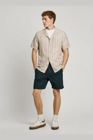 Pepe Jeans Lniane bermudy relaxed fit