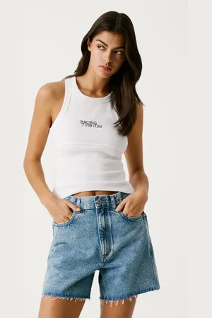 Pepe Jeans T-shirt w prążki bez rękawów
