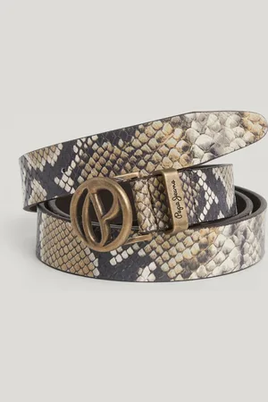 Pepe Jeans Pasek skórzany animal print