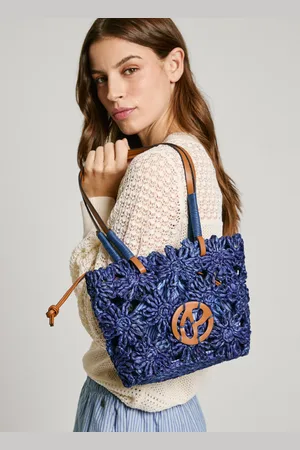 Pepe Jeans Torba z rafii z kwiatowymi detalami