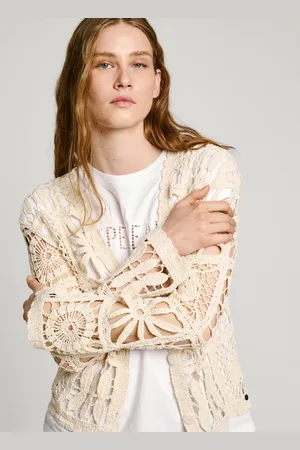 Pepe Jeans Kardigan szydełkowy z dekoltem w serek