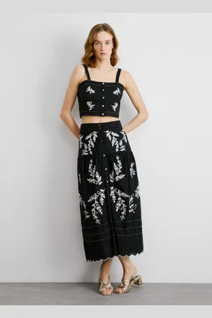 Pepe Jeans Popelinowa spódnica midi z haftem