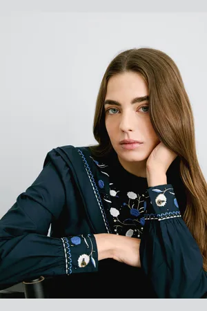 Pepe Jeans Popelinowa bluzka z haftowanymi detalami