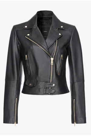 Pinko Kurtka biker ze skóry nappa