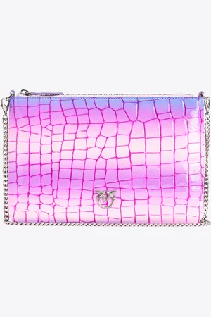 Pinko Classic Flat Love Bag cieniowany krokodyl z połyskiem Galleria
