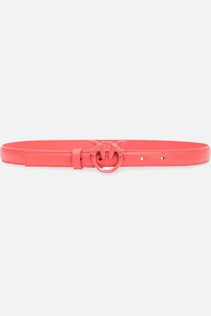 Pinko Cienki skórzany pasek Love Birds color block 2cm