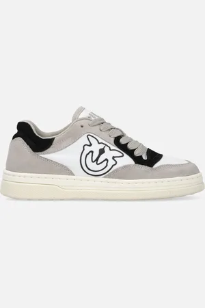 Pinko Skórzane płaskie sneakersy z kontrastowym logo