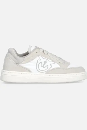 Pinko Skórzane płaskie sneakersy z kontrastowym logo