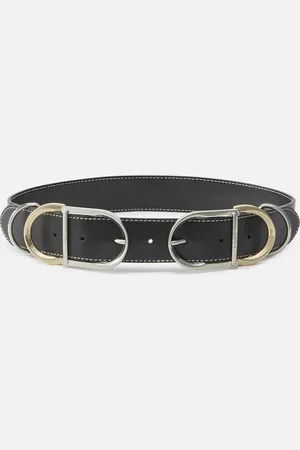 Pinko Skórzany pasek o szerokości 4 cm z wieloma metalowymi szlufkami