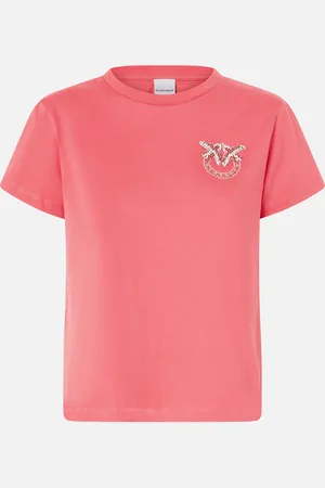 Pinko T-shirt z krótkim rękawem i biżuteryjnym haftem Love Birds