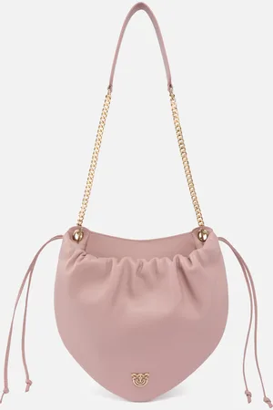 Pinko Gathered nappa leather hobo bag with chain shoulder strap Galleria
