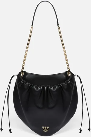 Pinko Gathered nappa leather hobo bag with chain shoulder strap Galleria