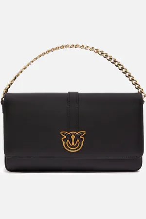 Pinko Leather shoulder bag with chain and compartments Galleria