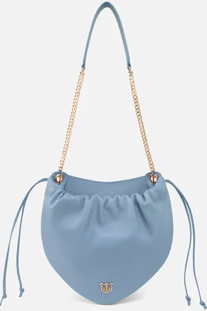 Pinko Gathered nappa leather hobo bag with chain shoulder strap Galleria
