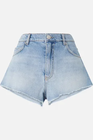 Pinko Szorty z postrzępionego jasnego denimu