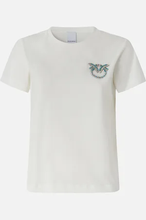 Pinko T-shirt z krótkim rękawem i biżuteryjnym haftem Love Birds