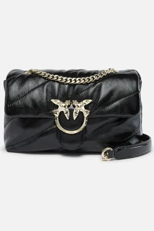 Pinko Lakierowana i pikowana torebka na długim pasku Love Bag Puff Galleria