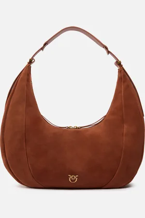 Pinko Large suede Hobo shoulder bag with leather handle