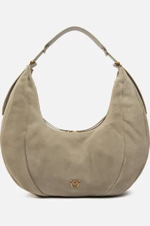 Pinko Large suede Hobo shoulder bag with leather handle