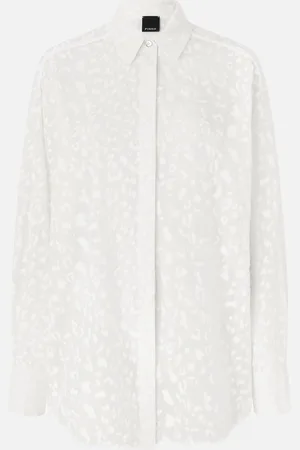 Pinko Printed transparent silk-blend voile shirt