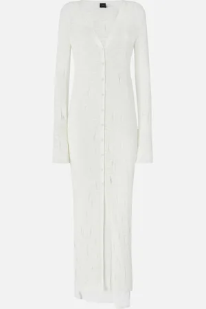 Pinko Long cardigan dress in light knit with tears
