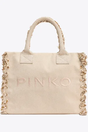 Pinko Beach Shopper z płótna z recyklingu salt & pepper
