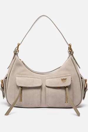 Pinko Suede cargo shoulder bag with pockets