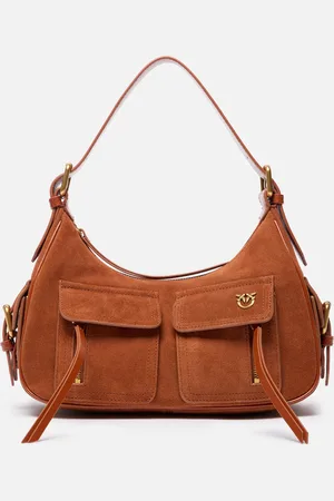 Pinko Suede cargo shoulder bag with pockets