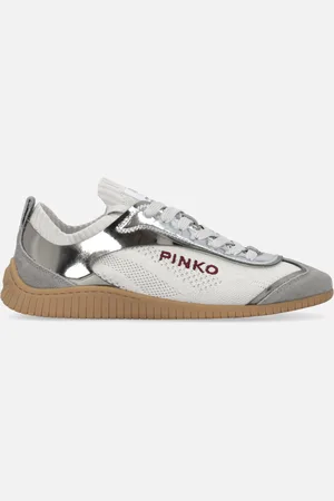 Pinko Niskie dzianinowe sneakersy z lustrzanymi wstawkami