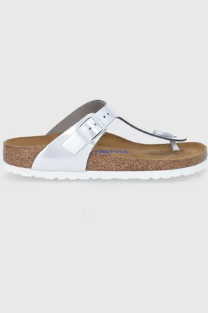 Birkenstock Japonki skórzane Gizeh damskie kolor na płaskim obcasie 1003675