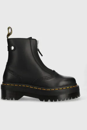 Dr. Martens Botki skórzane Jetta damskie kolor na platformie DM27656001-Black