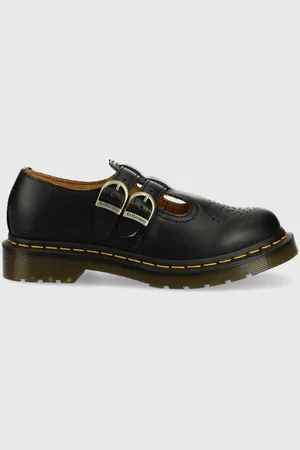 Dr. Martens Półbuty skórzane 8065 Mary Jane damskie kolor na płaskim obcasie DM12916001.8065.Mary-Black.Smth