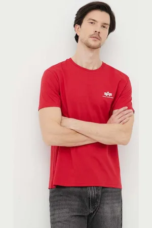 Alpha Industries T-shirt bawełniany kolor z nadrukiem 188505.328-SpeedRed