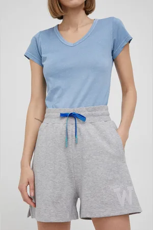 Woolrich Szorty damskie kolor gładkie high waist CFWWSH0016FRUT2978-3989