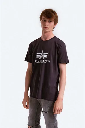 Alpha Industries T-shirt bawełniany kolor z nadrukiem 100501.466-GRAFITOWY