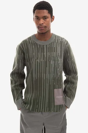 A-cold-wall* Sweter wełniany Two-Tone Jacquard Knit kolor ACWMK074-PINEGREEN