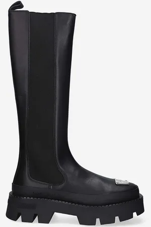 MISBHV Kozaki skórzane The 2000 Chelsea damskie kolor na płaskim obcasie 122BW106-BLACK